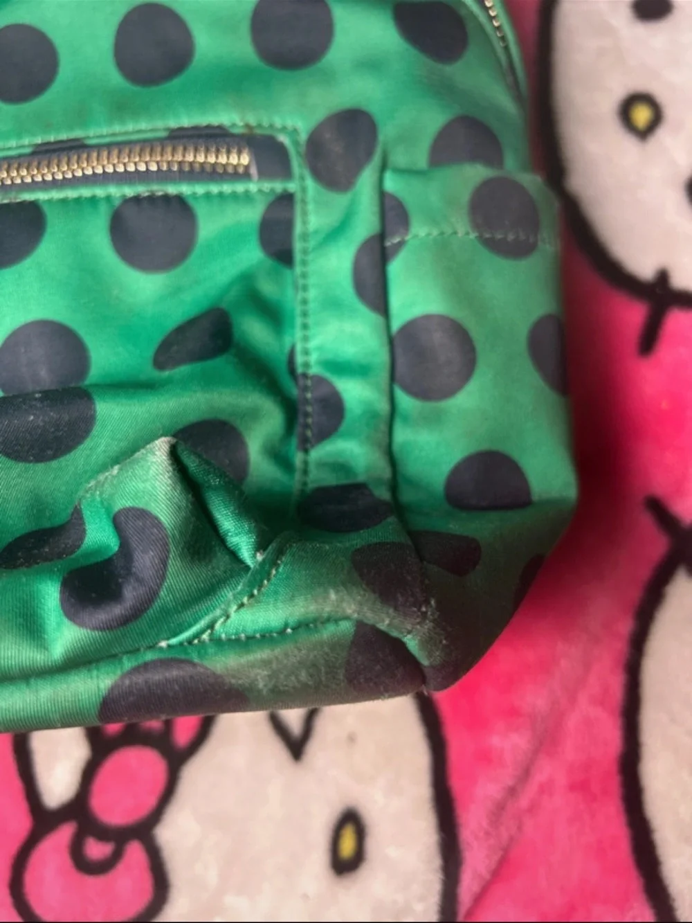 kate spade kids green polka dot backpack with black dots